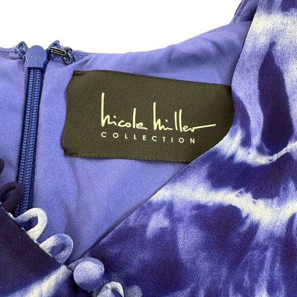 NWT Nicole Miller Tie-Dye Print Midi Length Dress Size XL Asymmetric Button - Picture 7 of 8